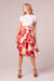 One Step Closer Red Floral Knee Length Skirt - Peach/Cream/Red - Peach/Cream/Red
