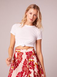 One Step Closer Red Floral Knee Length Skirt - Peach/Cream/Red