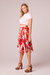 One Step Closer Red Floral Knee Length Skirt - Peach/Cream/Red