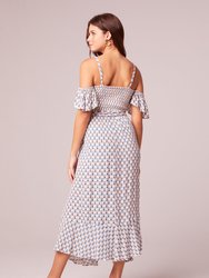 Prism Egret Off the Shoulder Midi Dress