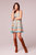 Regina Light Teal Border Babydoll Mini Dress