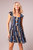 River Of Dreams Navy Stripe Print Tiered Mini Dress