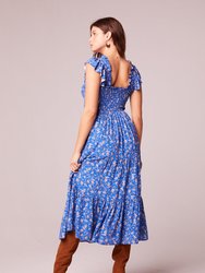 Sonia Blue Floral Smocked Maxi Dress