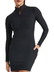 Quarter Zip Dress - Black