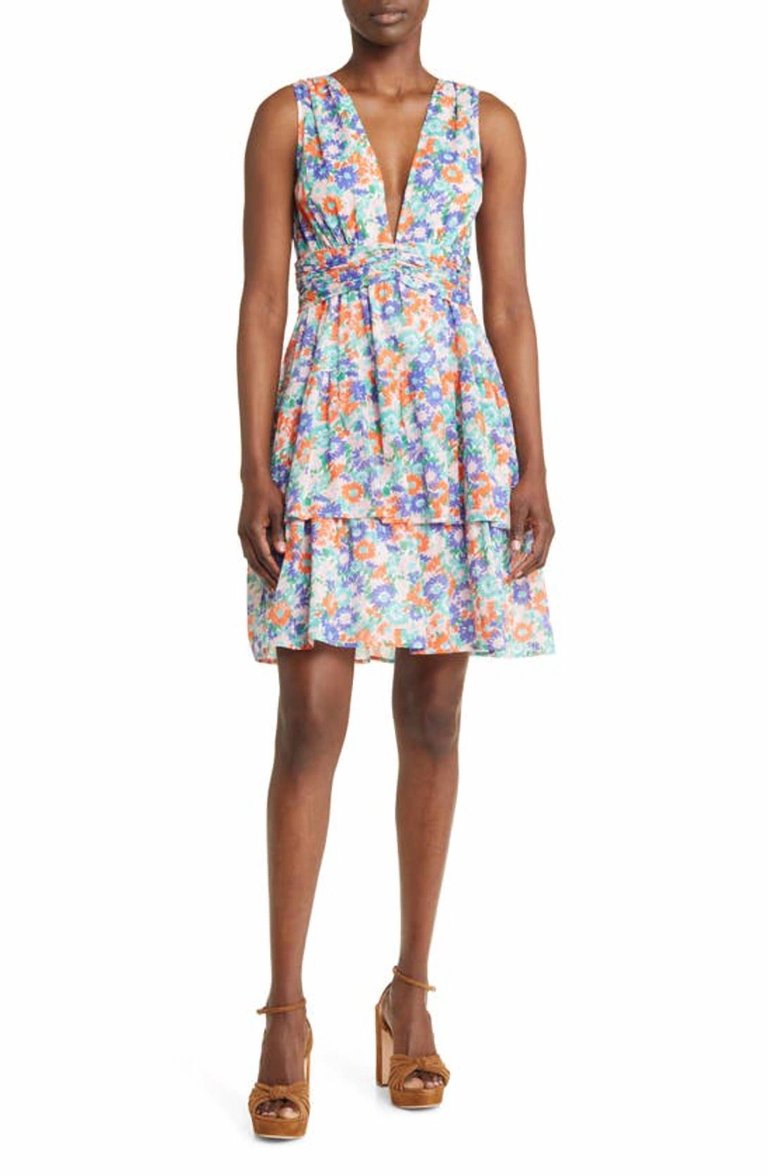 Donna Floral Tiered Cotton Dress - Portobello Languid