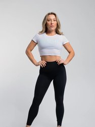 Barbell Crop Tee - White