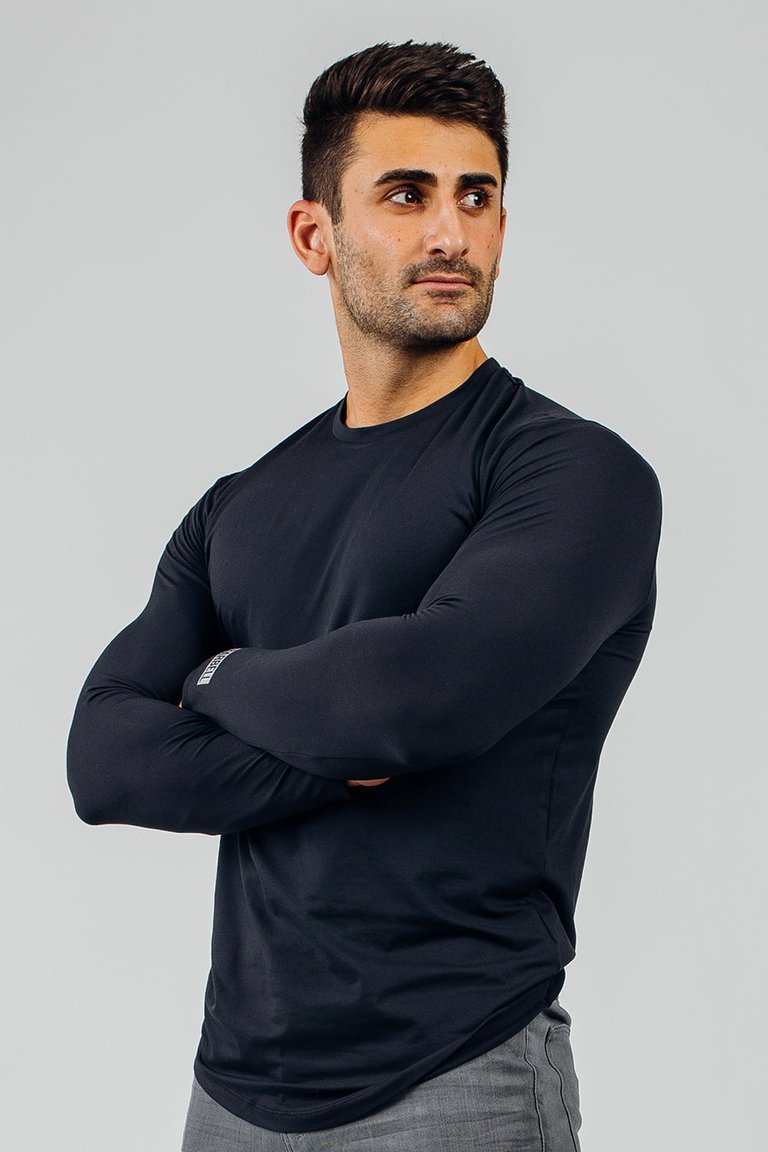 Fitted Drop Hem Long Sleeve - Black