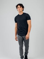 Fitted Drop Hem Tee - Black