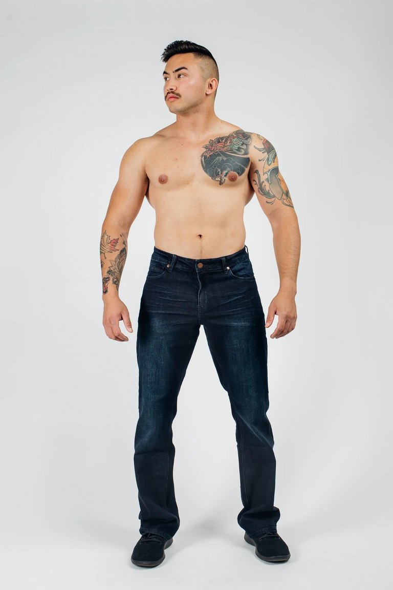 Relaxed Athletic Fit Jeans (Tall) - Dark Distressed