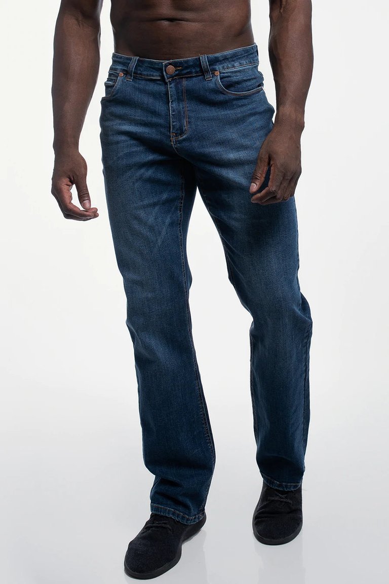 Relaxed Athletic Fit Jeans - Medium Distressed