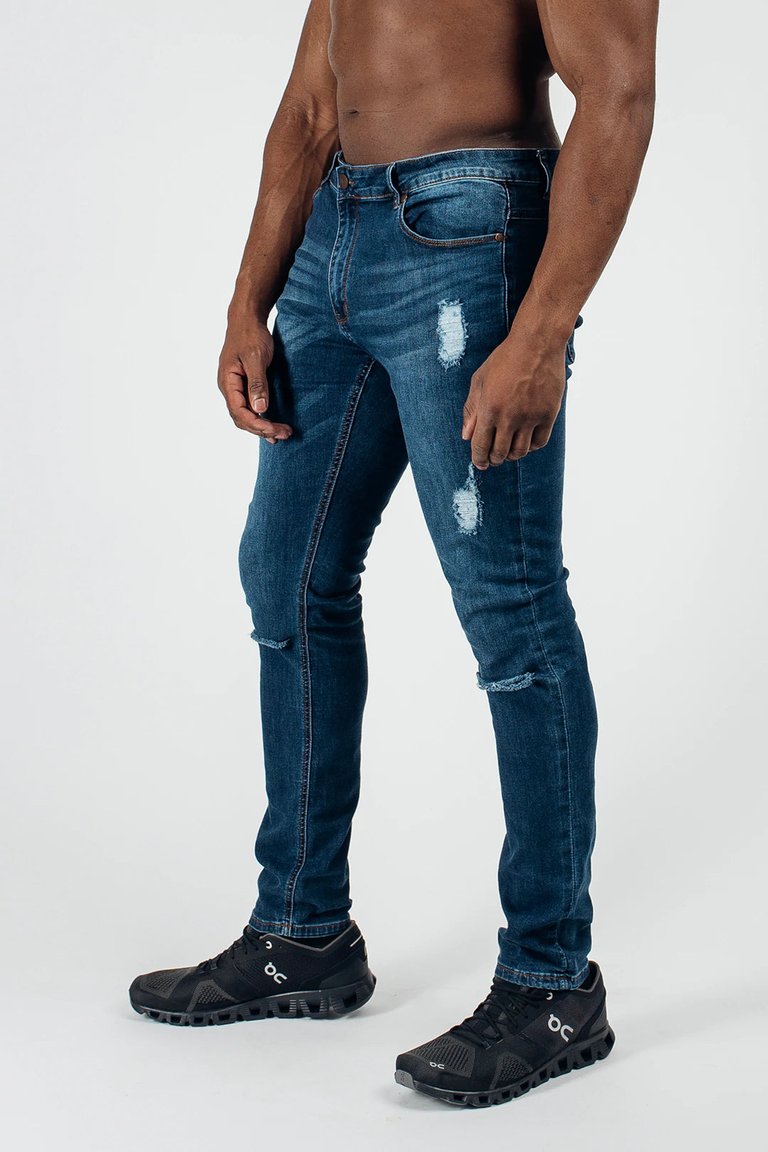 Slim Athletic Fit Destroyed Jeans - Medium Distressed