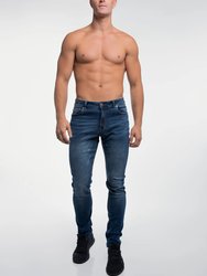 Slim Athletic Fit Jeans - Dark Distressed