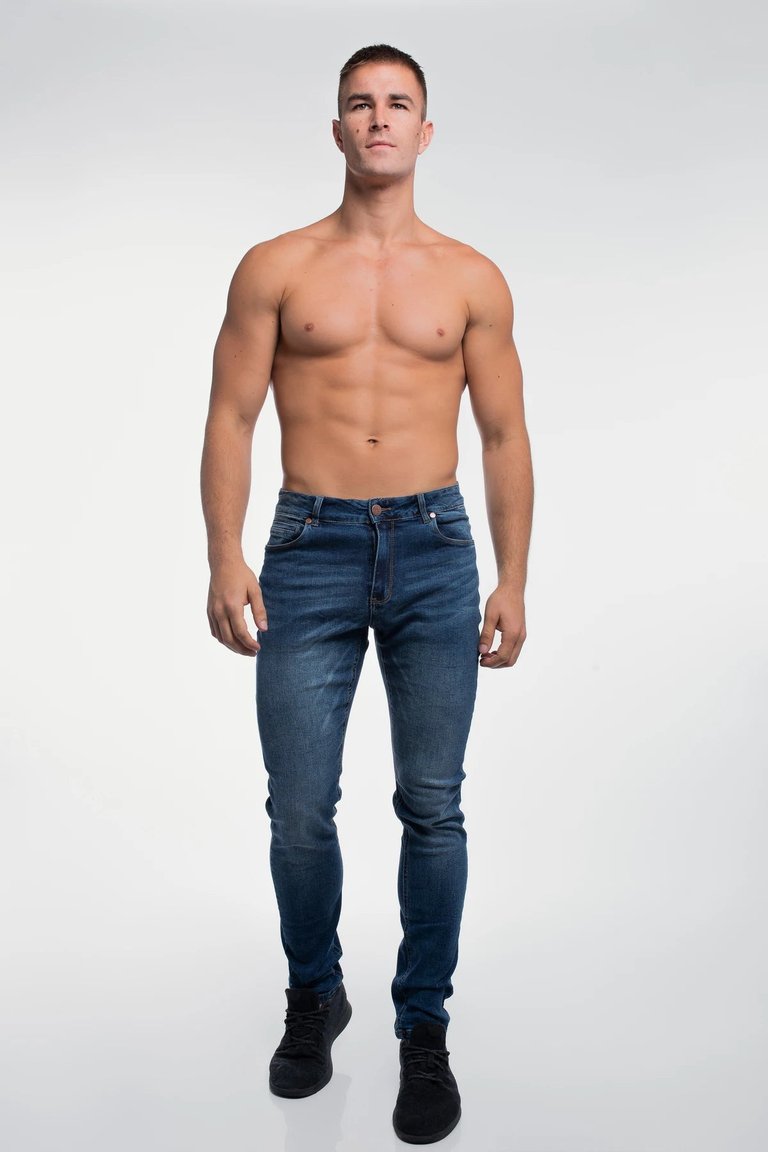 Slim Athletic Fit Jeans - Dark Distressed
