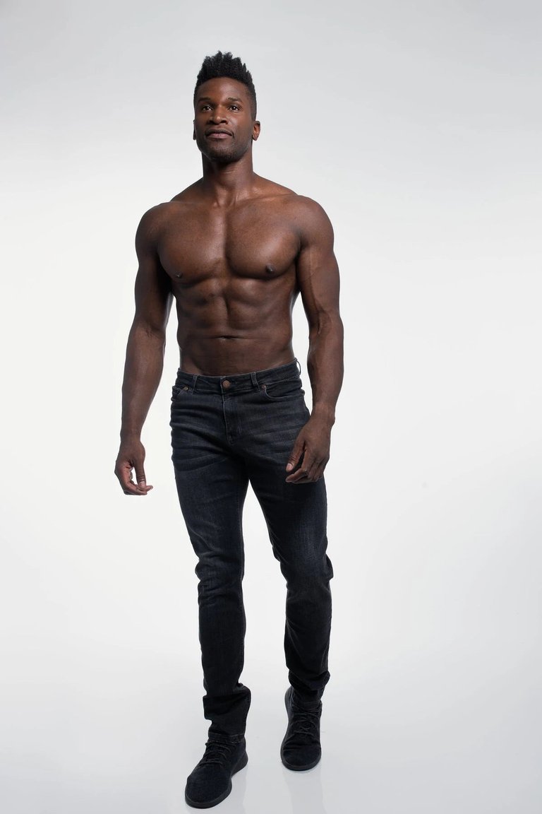 Straight Athletic Fit Jeans - Dark Distressed