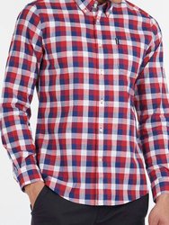 Gingham 25 Tailored Long Sleeve Shirt - Red/Blue