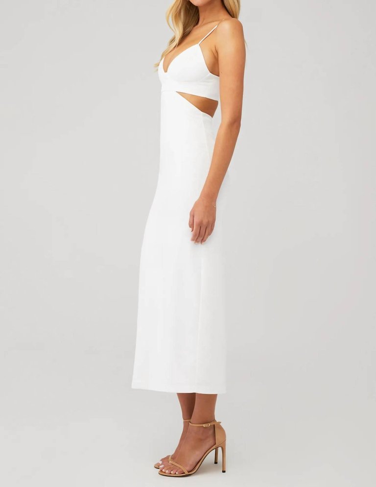 Cut Out Slit Midi Dress In Ivory