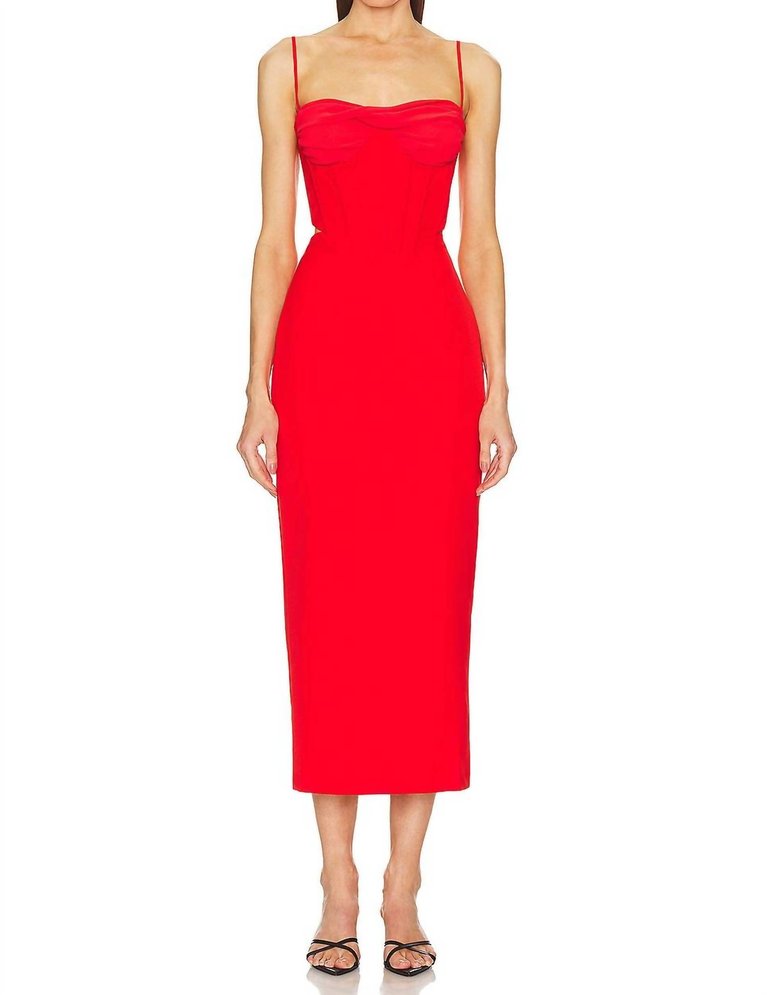 Martini Midi Dress In Fire Red - Fire Red