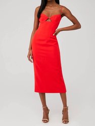 Vienna Midi Dress - Flame Orange - Flame Orange