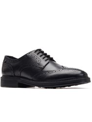 Mens Bryce Leather Brogues - Black - Black