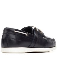 Mens Cabin Leather Boat Shoes - Navy