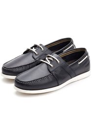 Mens Cabin Leather Boat Shoes - Navy