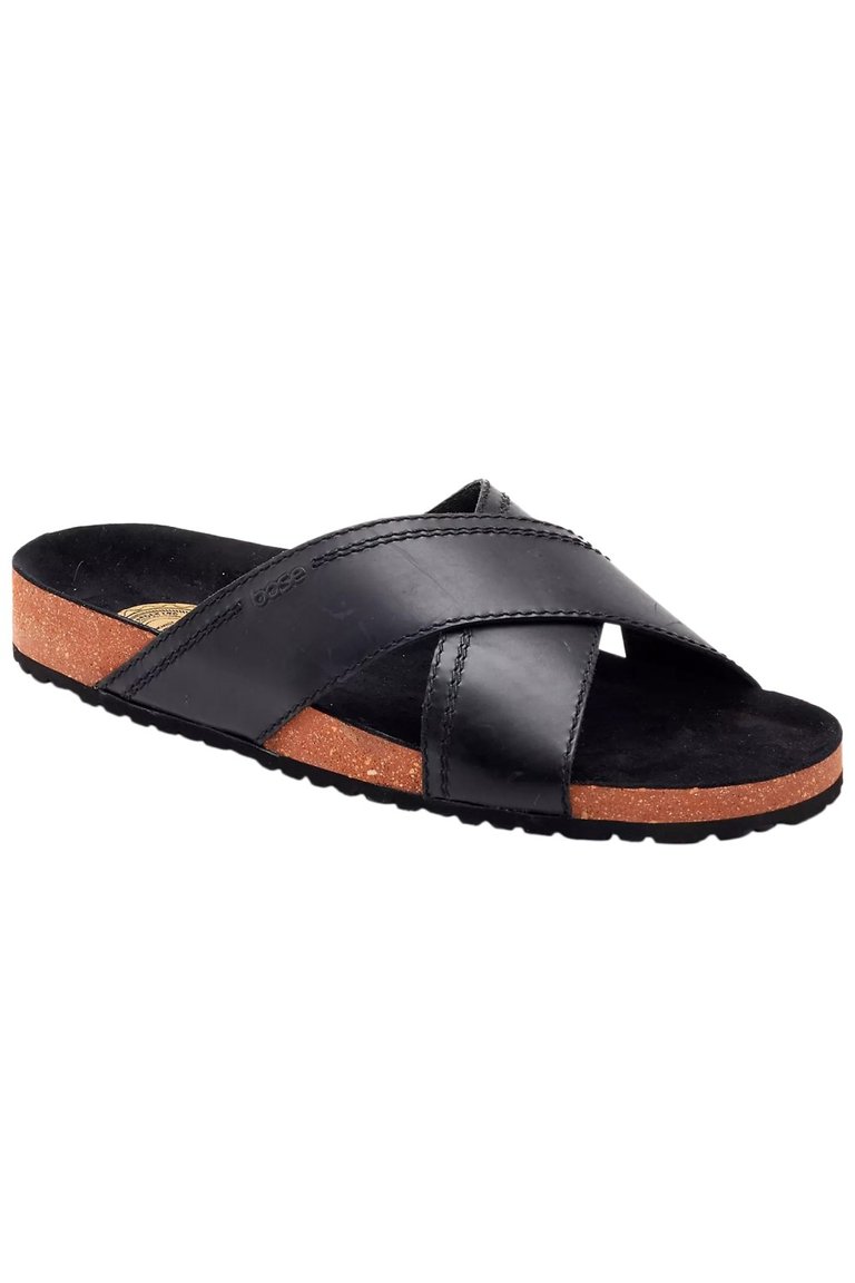 Mens Cancun Crossover Sandals - Black