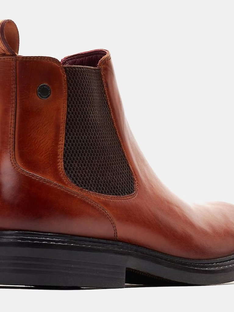 Mens Denson Leather Chelsea Boots - Burnt Tan