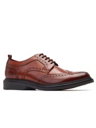 Mens Fraser Leather Brogues Shoes - Burnt Tan