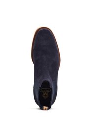 Mens Garrison Plain Leather Chelsea Boots - Dark Blue