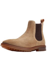 Mens Garrison Plain Leather Chelsea Boots - Sand - Sand