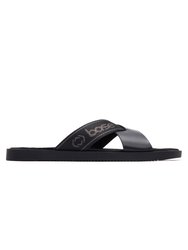 Mens Harissa Crossover Leather Sandals - Black - Black