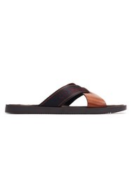 Mens Harissa Crossover Leather Sandals - Tan