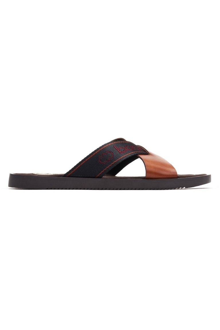 Mens Harissa Crossover Leather Sandals - Tan