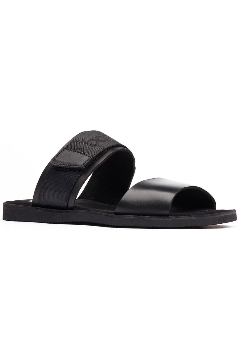 Mens Katsu Leather Sandals - Black - Black