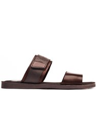 Mens Katsu Leather Sandals - Brown - Brown