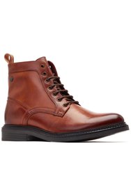 Mens Peyton Leather Combat Boots - Burnt Tan - Burnt Tan