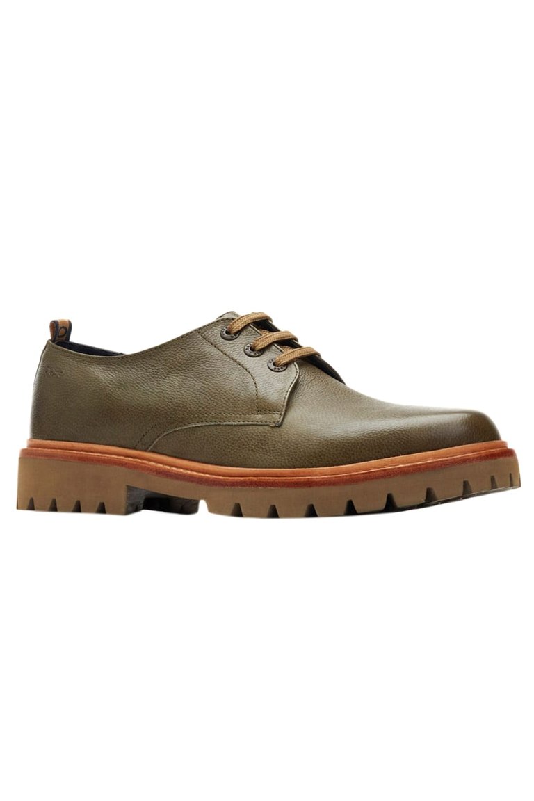 Mens Randolf Leather Derby Shoes - Khaki Green - Khaki Green