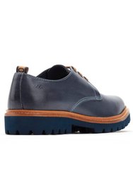 Mens Randolf Leather Derby Shoes - Navy