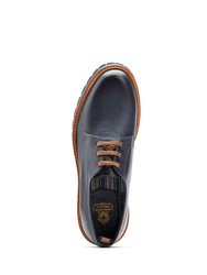 Mens Randolf Leather Derby Shoes - Navy