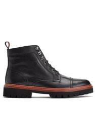 Mens Republic Toe Cap Waxy Leather Safety Boots - Black