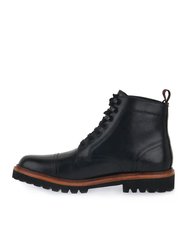 Mens Republic Toe Cap Waxy Leather Safety Boots - Black