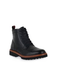 Mens Republic Toe Cap Waxy Leather Safety Boots - Black