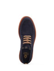 Mens Suede Chunky Heel Casual Shoes - Navy