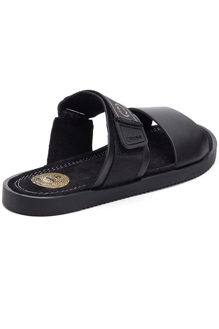 Mens Tangier Strappy Leather Sandals (Black)