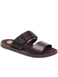 Mens Tangier Strappy Leather Sandals - Brown