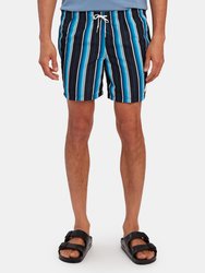 Black Stripe Swim Trunk - Black/Blue