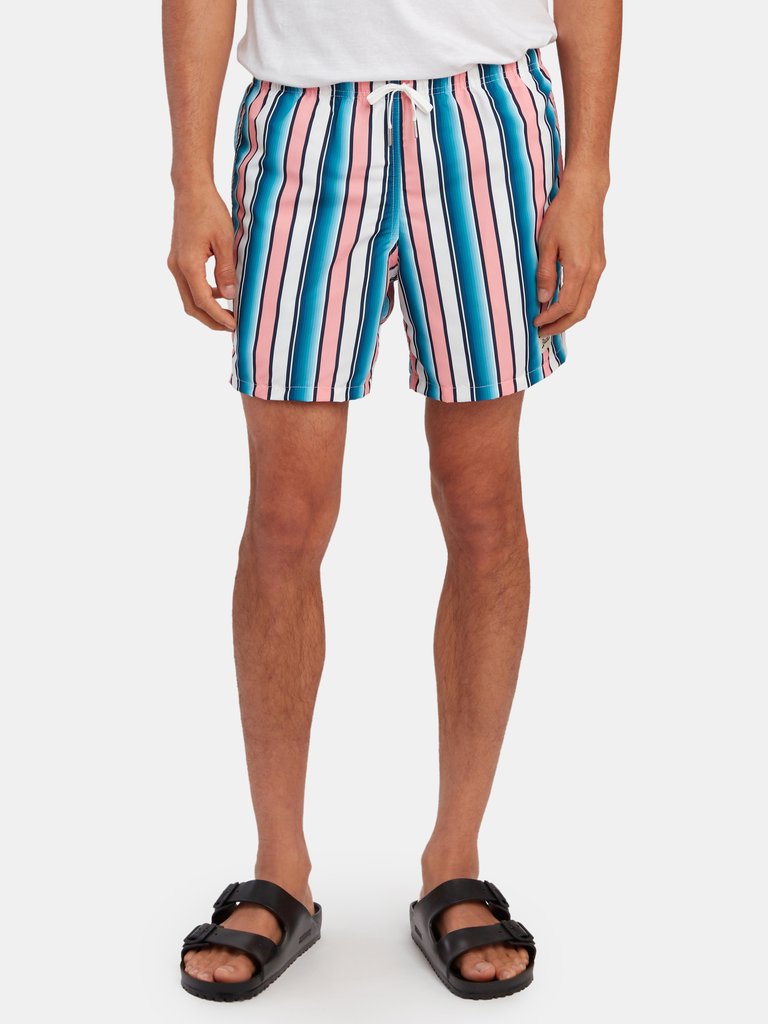 Pink Stripe Swim Trunk