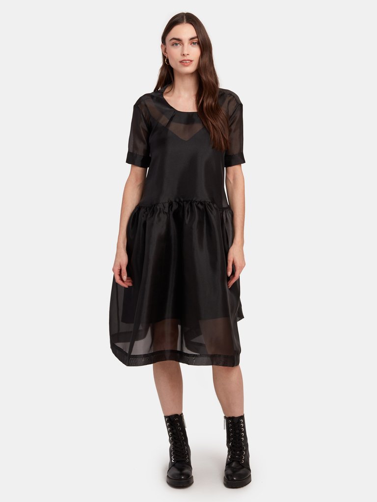 Aretha Oversized Organza Dress - Black