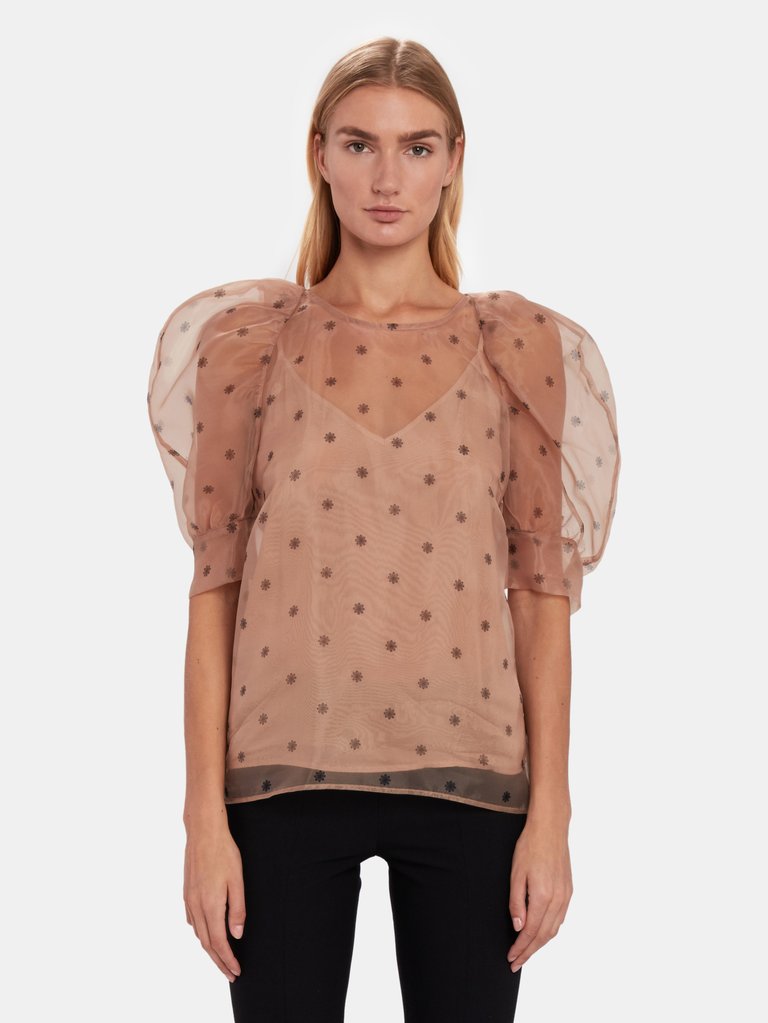 Maiko Chiffon Puff Sleeve Top - Peach Flower