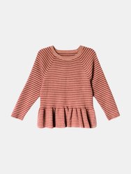 Belle Sweater in Peachy Pink Stripe - Peachy Pink Strpe